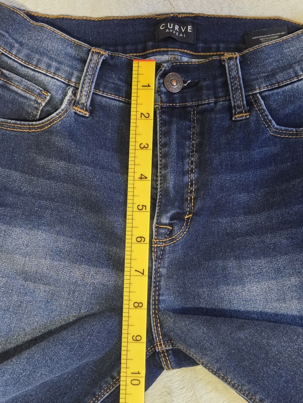 Curve Appeal Bermuda Shorts, High-Rise, Dark Wash, 5-Pocket Design-Size 4/27 - Picture 9 of 13